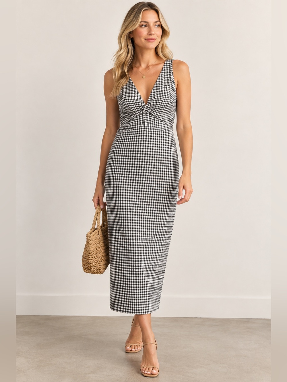 Veronica Beard Gingham Seersucker Midi Dress Size 4
